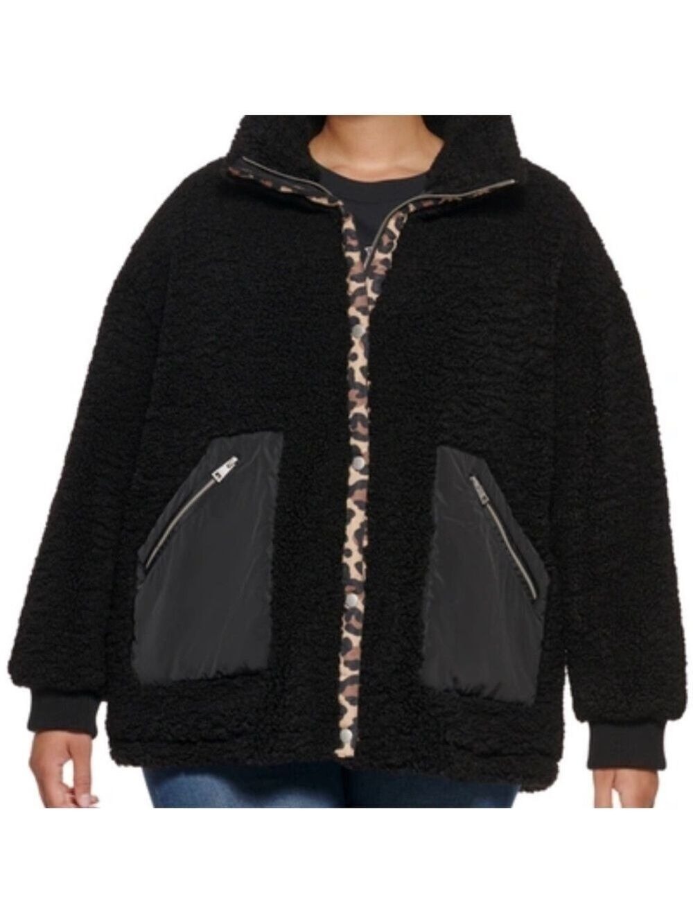 Levi's Women's Black Sherpa Teddy Jacket 3X